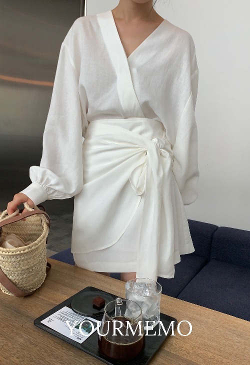 [Self-produced] Julai Linen Wrap Skirt - Cream Ivory